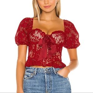 MAJORELLE Ansel Top in Rouge Red